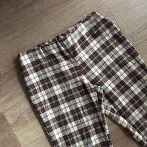 Altar’d State Brown Plaid Flare Pants